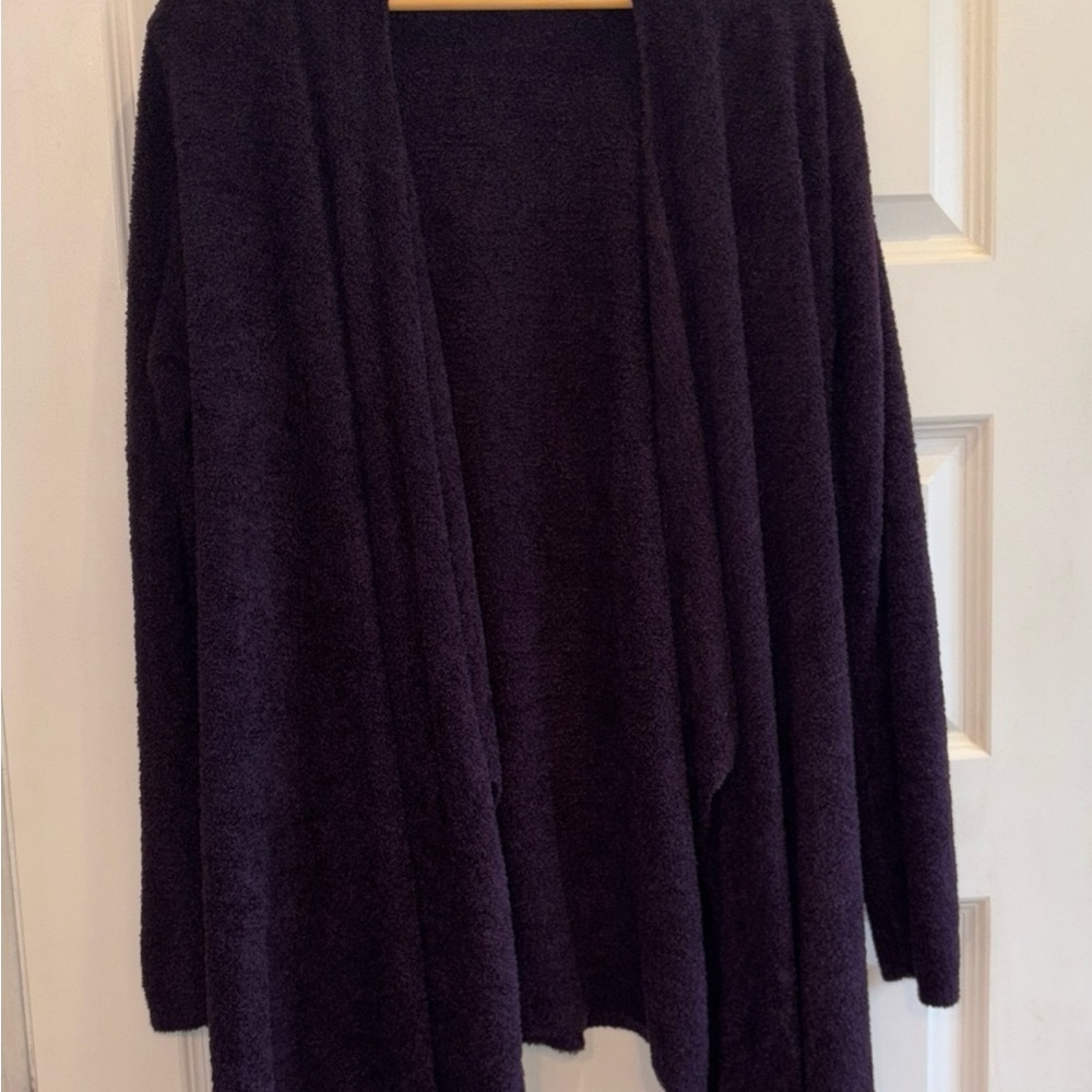 Barefoot Dreams Women's Cozy Dark Purple Teddy Jacket